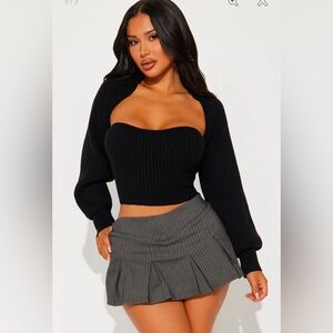 NWT What I Want Shrug Cropped Sweater Set - Black